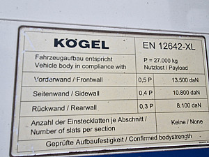 Kögel SN24 Standard bogi ÚJ ponyva