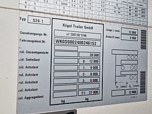 Kögel SN24 Standard bogi ÚJ ponyva