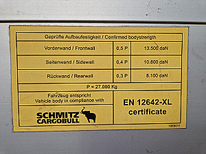 Schmitz SCB XL code Raklaptartó Kiemelhető tető